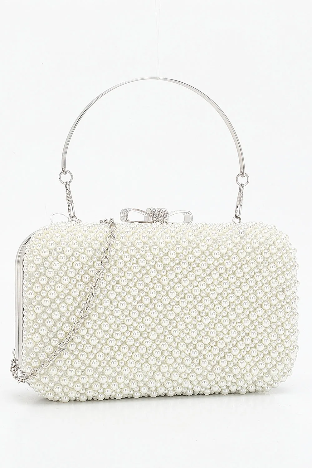 White Pearl Beaded Party Handbag sold by Zapaka