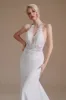White Mermaid Halter Backless Sweep Train Wedding Dress with Lace sold by Zapaka