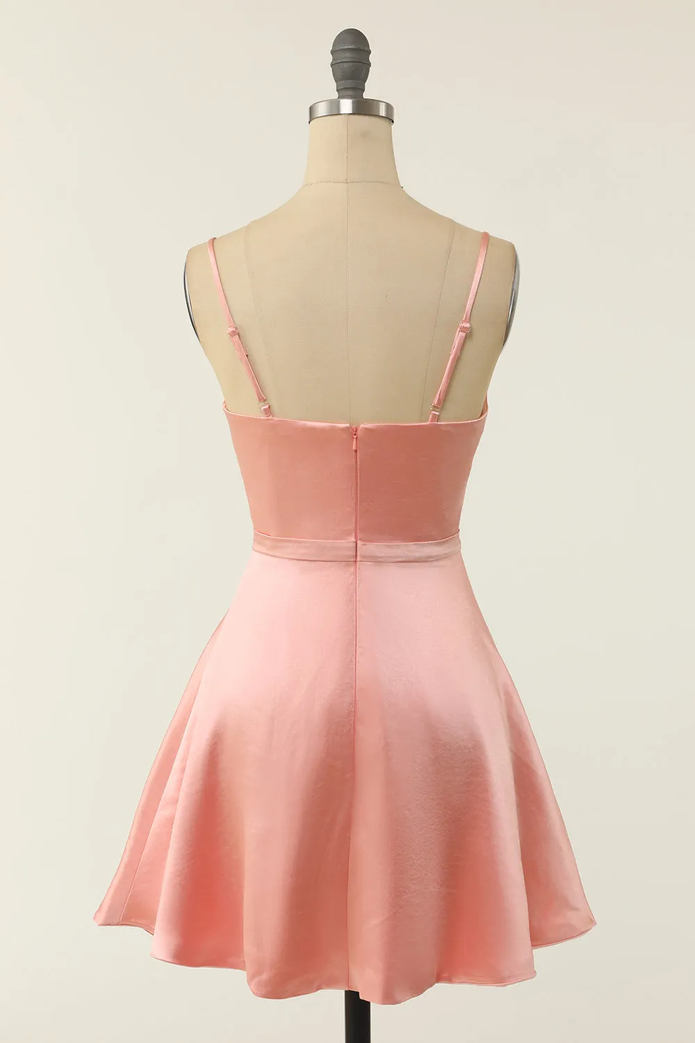 A Line Spaghetti Straps Blush Short Homecoming Party Dress sold by Zapaka product image thumbnail 2