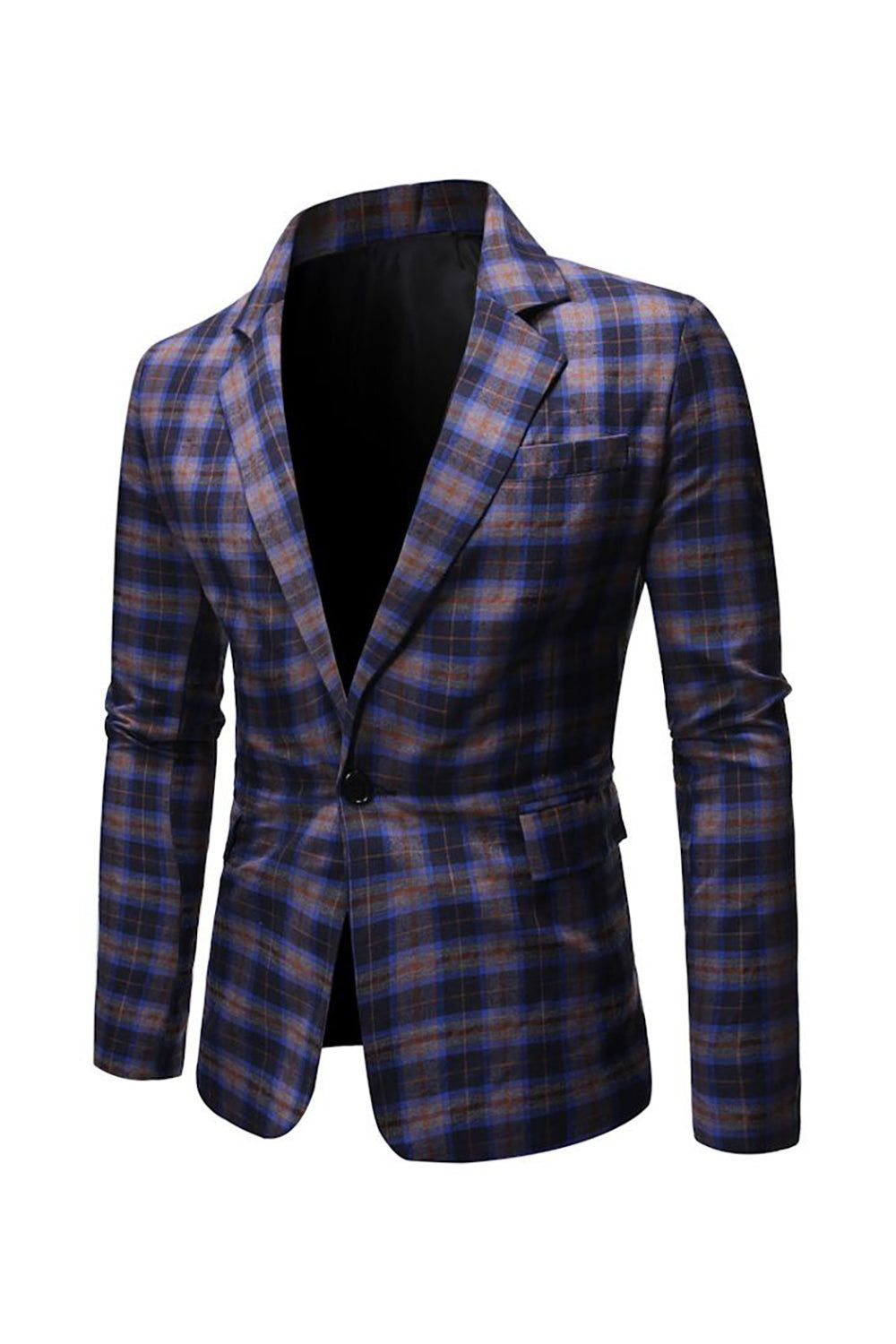 Red Grid Notched Lapel One Button Men's Blazer sold by Zapaka product image thumbnail 4