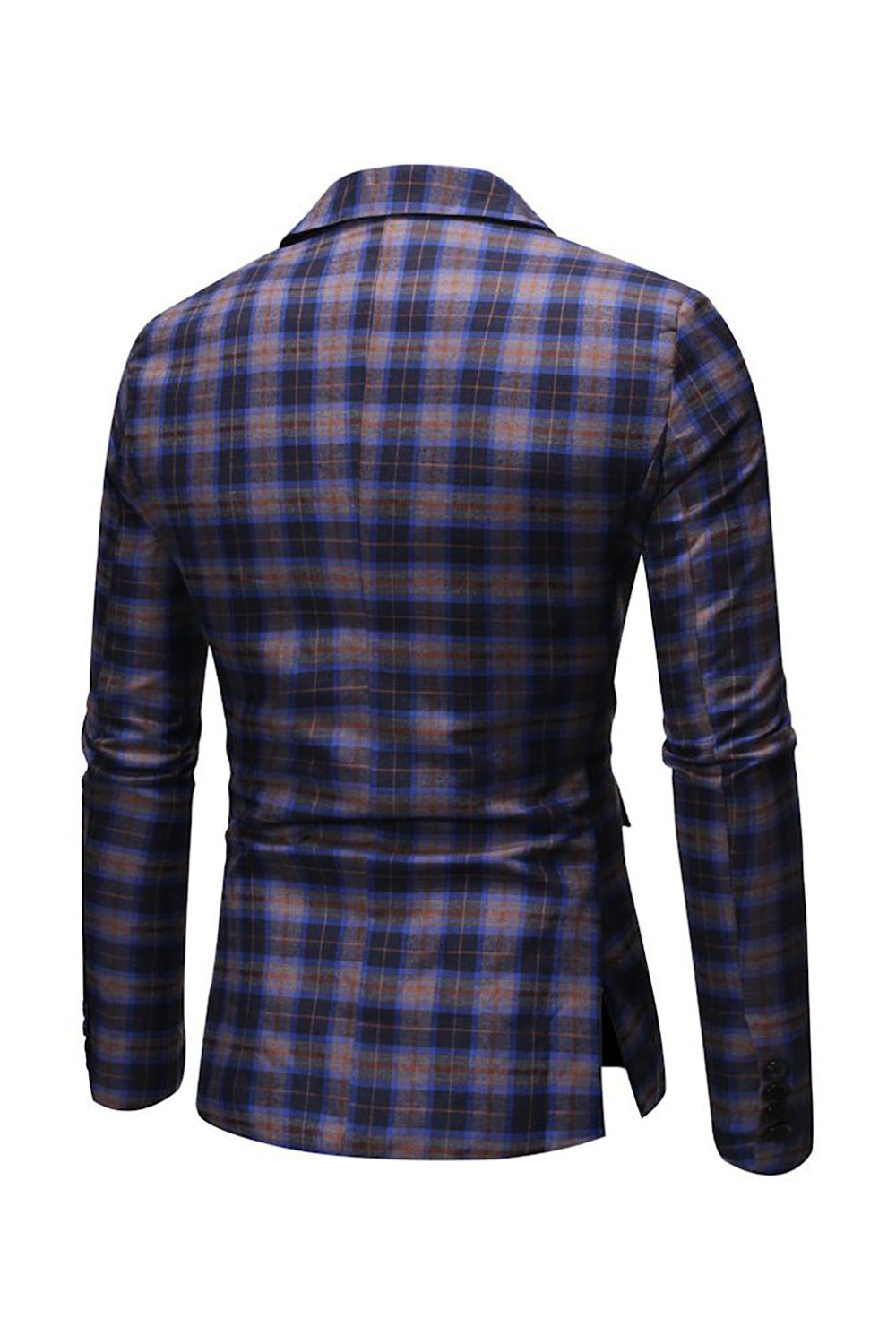 Red Grid Notched Lapel One Button Men's Blazer sold by Zapaka product image thumbnail 5