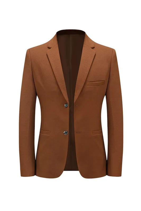 Brown Notched Lapel Men's Blazer sold by Zapaka