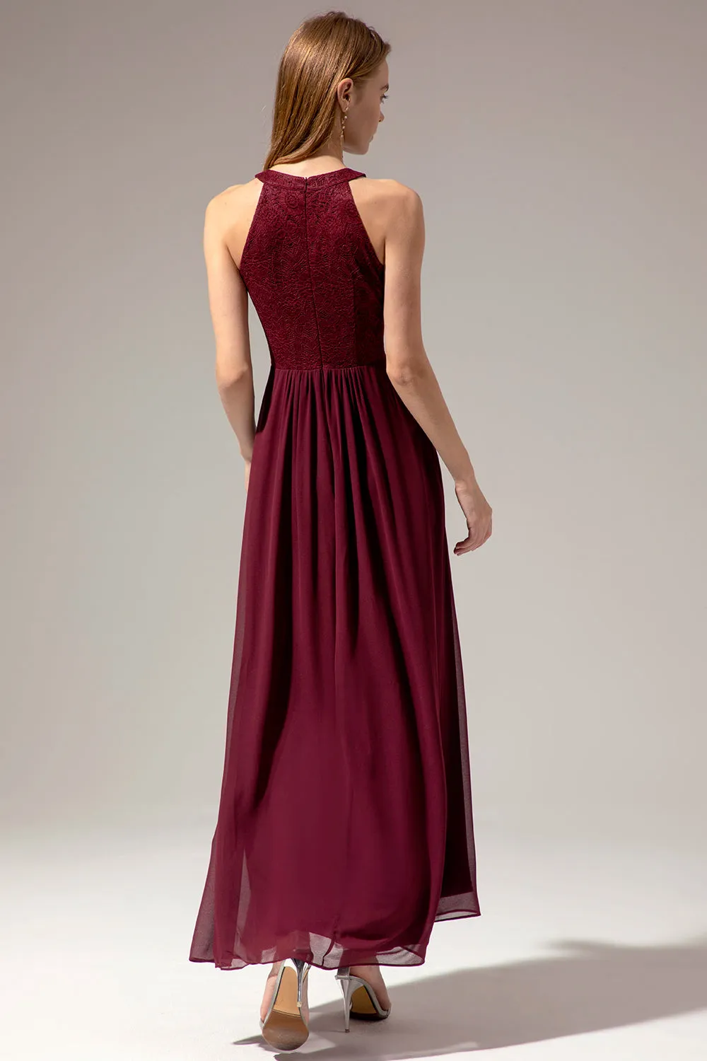 Halter Long Lace Bridesmaid Dress sold by Zapaka product image thumbnail 2