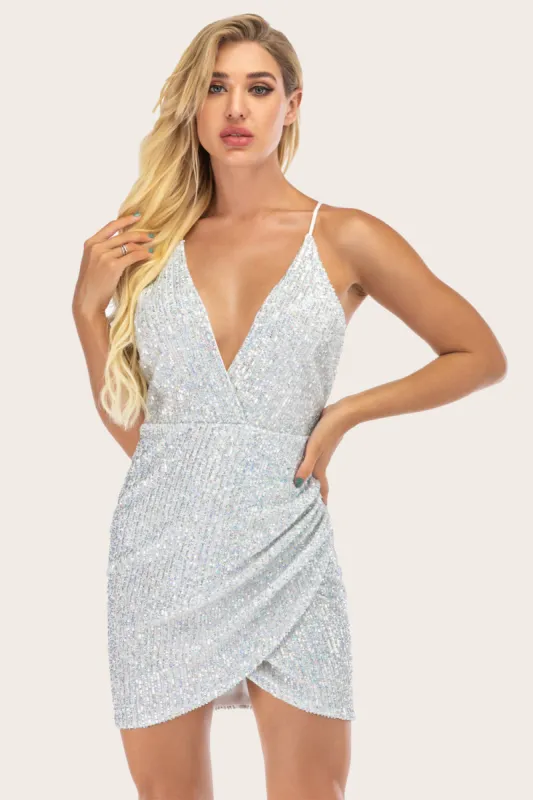 Silver Sequin Bodycon Cocktail Dress sold by Zapaka
