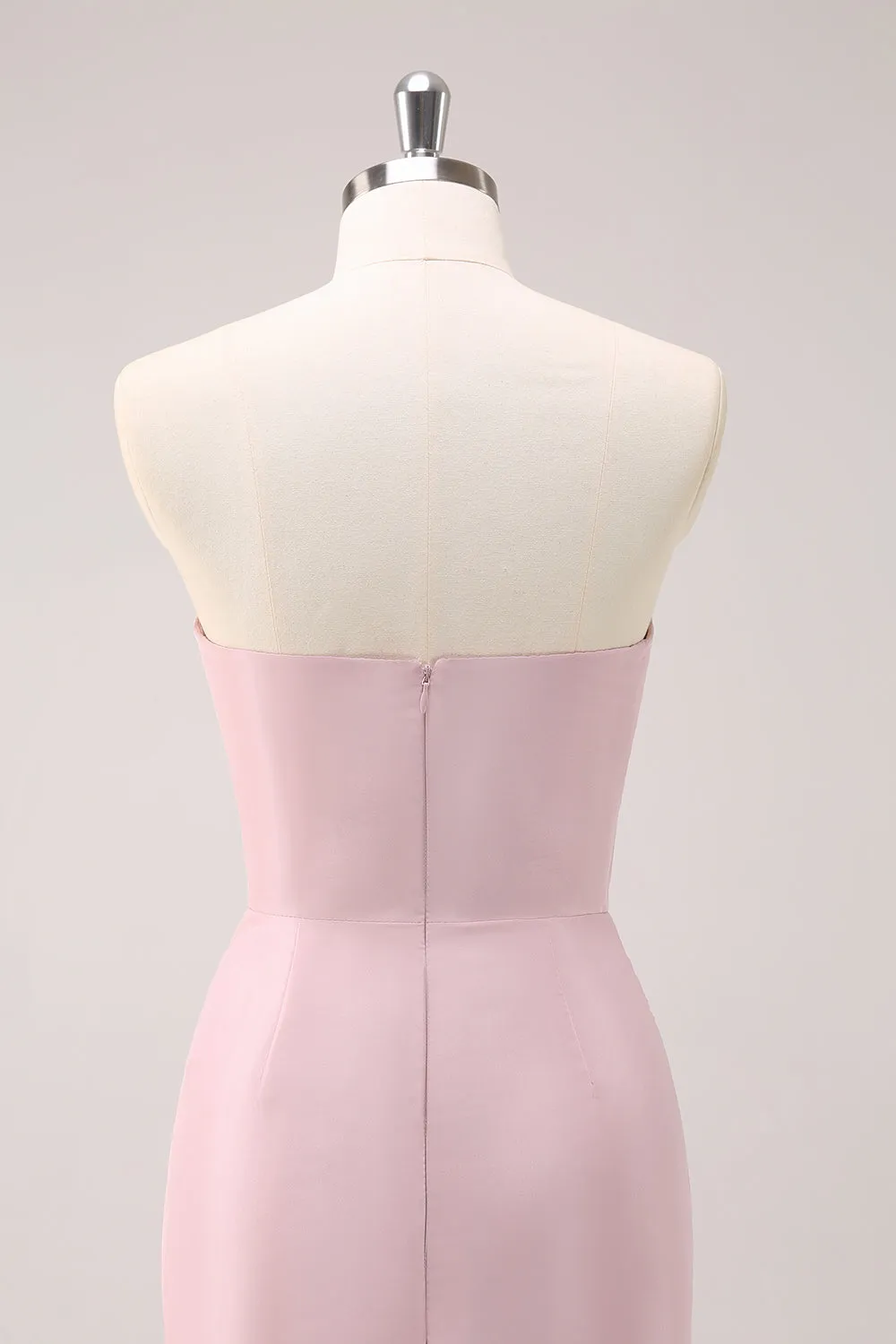 Pink Strapless Asymmetrical Ruffled Bridesmaid Dress sold by Zapaka product image thumbnail 5