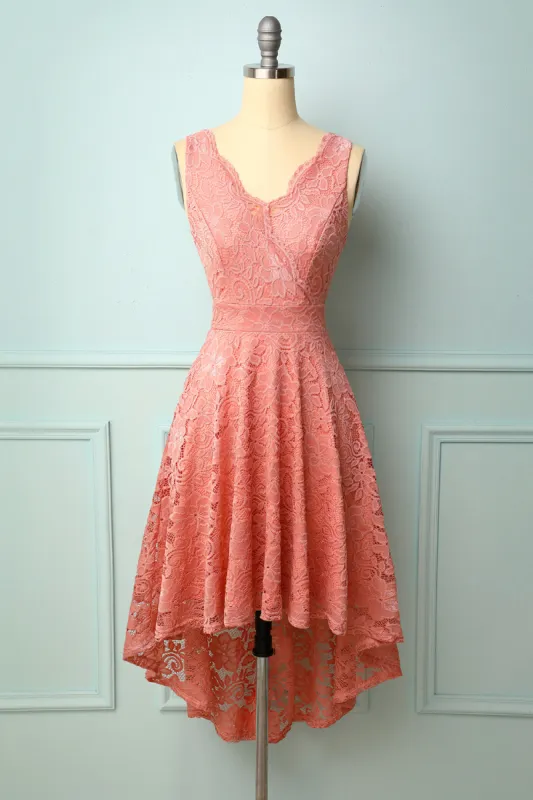 Blush V-Neck Lace Dress sold by Zapaka