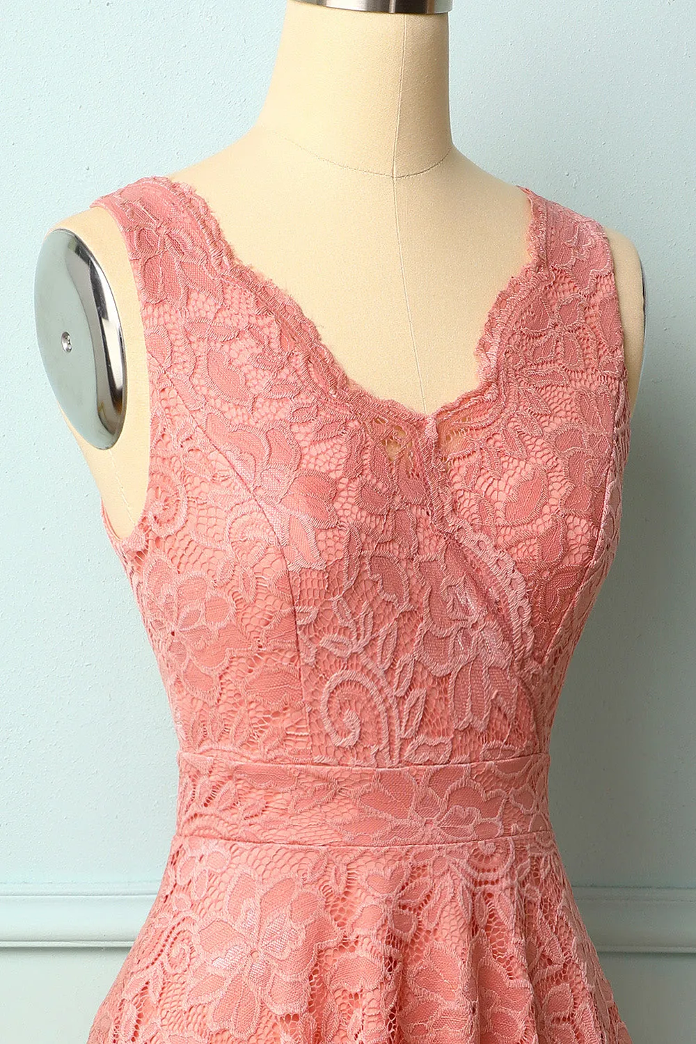 Blush V-Neck Lace Dress sold by Zapaka product image thumbnail 3