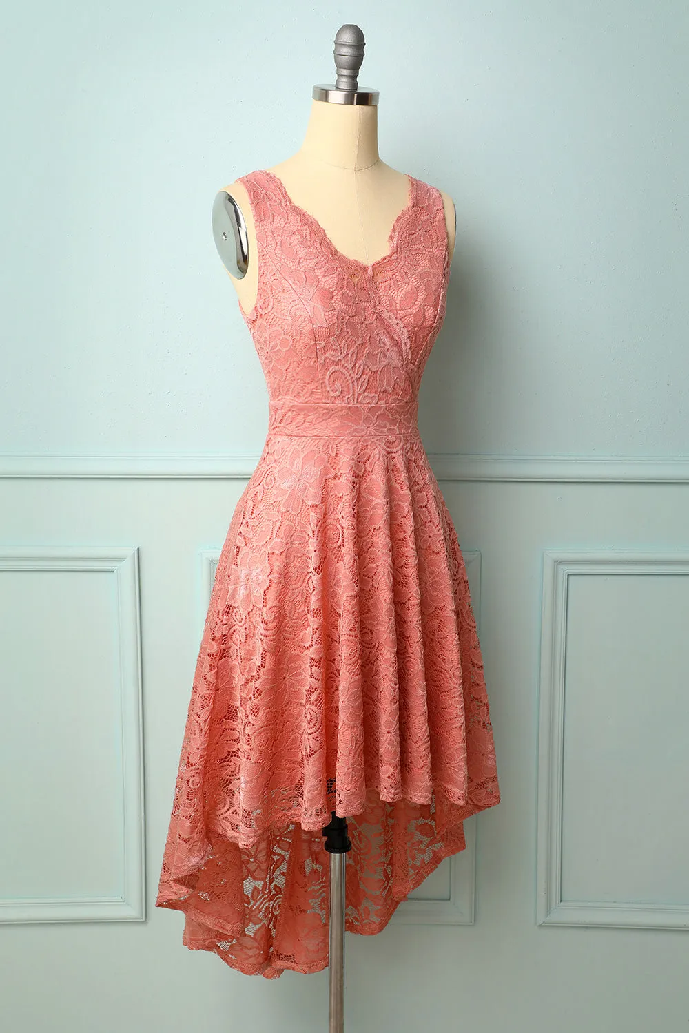 Blush V-Neck Lace Dress sold by Zapaka product image thumbnail 5