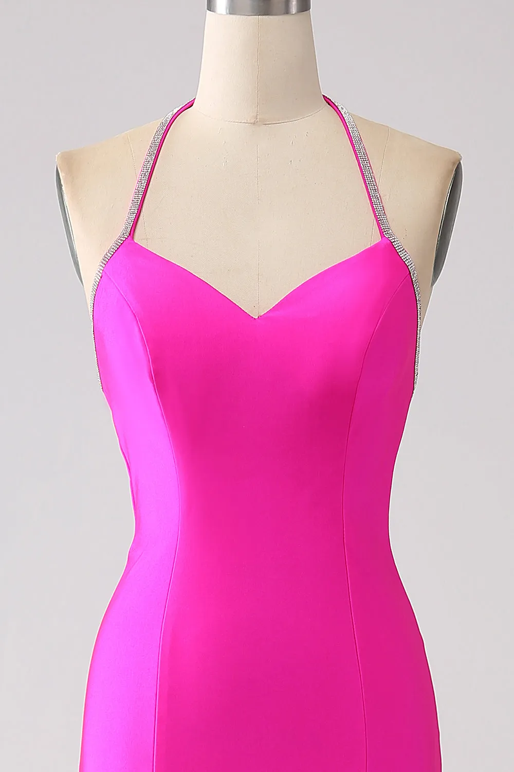 Fuchsia Mermaid Halter Neck Backless Long Prom Dress sold by Zapaka product image thumbnail 4