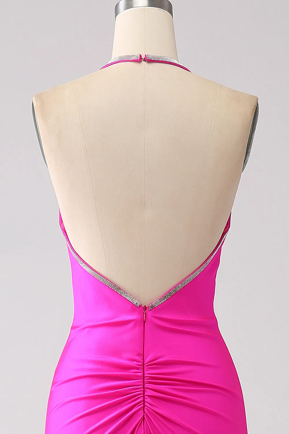 Fuchsia Mermaid Halter Neck Backless Long Prom Dress sold by Zapaka product image thumbnail 5