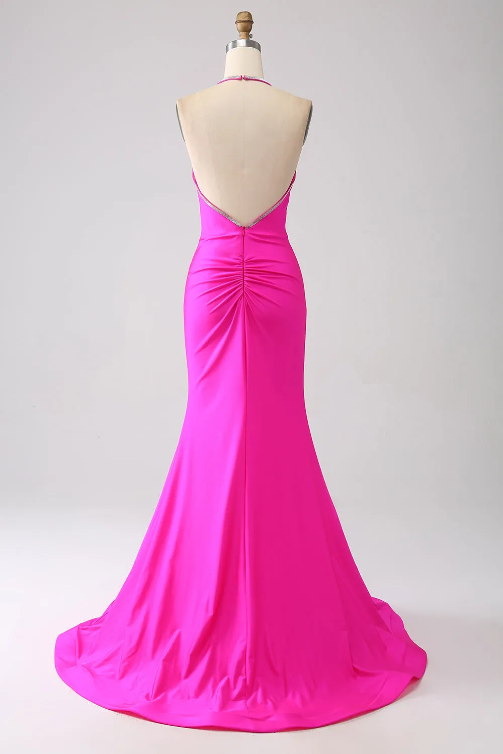 Fuchsia Mermaid Halter Neck Backless Long Prom Dress sold by Zapaka product image thumbnail 2