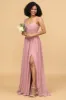 Blush Long Chiffon Bridesmaid Dress with Lace sold by Zapaka