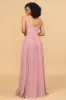 Blush Long Chiffon Bridesmaid Dress with Lace sold by Zapaka
