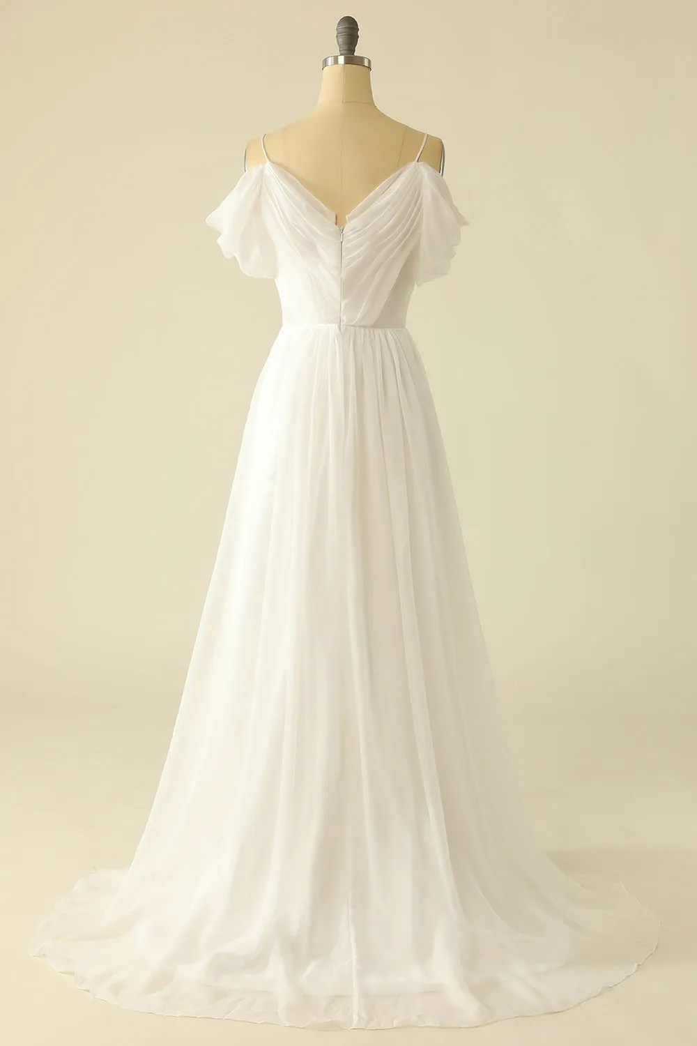 White Off the Shoulder Tulle Wedding Dress sold by Zapaka product image thumbnail 2