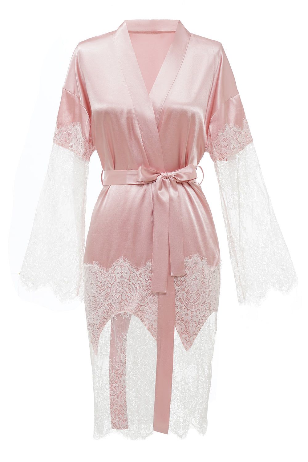 Pink Bridesmaid Robe With Lace sold by Zapaka
