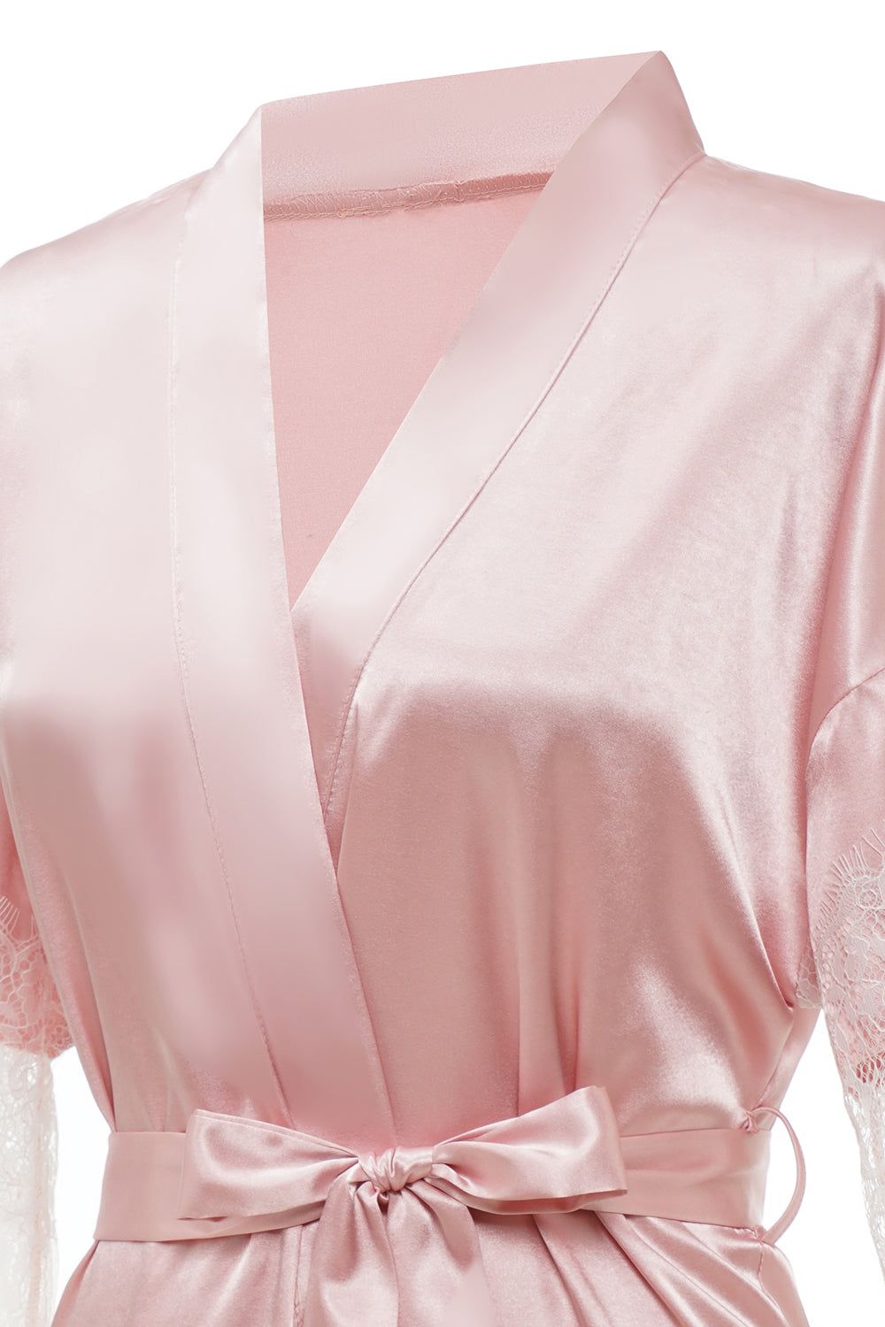 Pink Bridesmaid Robe With Lace sold by Zapaka product image thumbnail 5