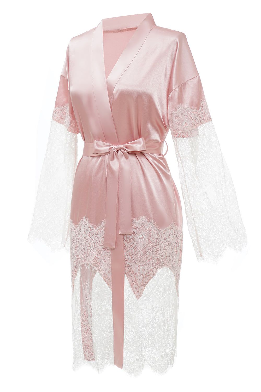Pink Bridesmaid Robe With Lace sold by Zapaka product image thumbnail 3