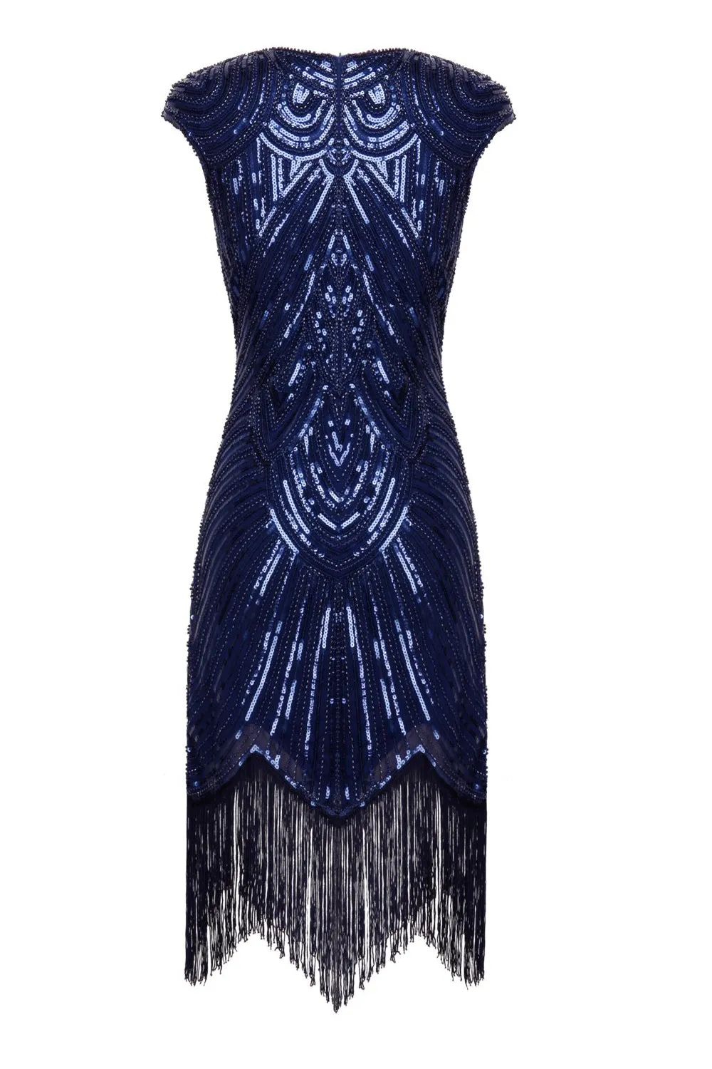 Navy Sequin 1920s Fringe Flapper Dress sold by Zapaka product image thumbnail 2