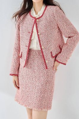 Pink Tweed Shawl Lapel Women Cropped Coat sold by Zapaka