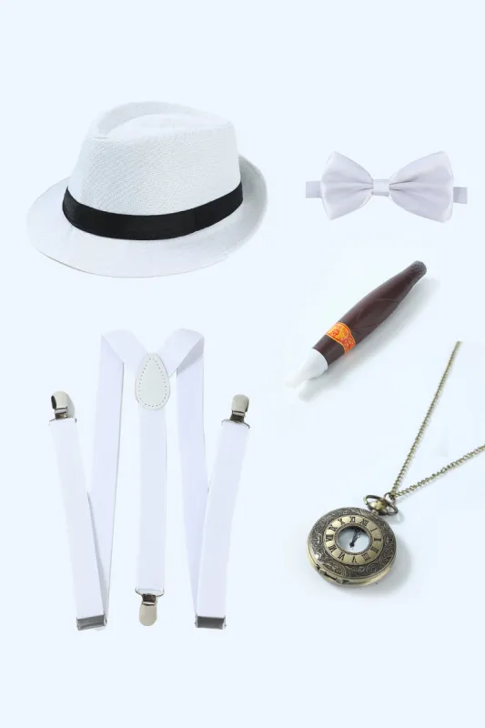 White 1920s Accessories Set for Men made by Zapaka