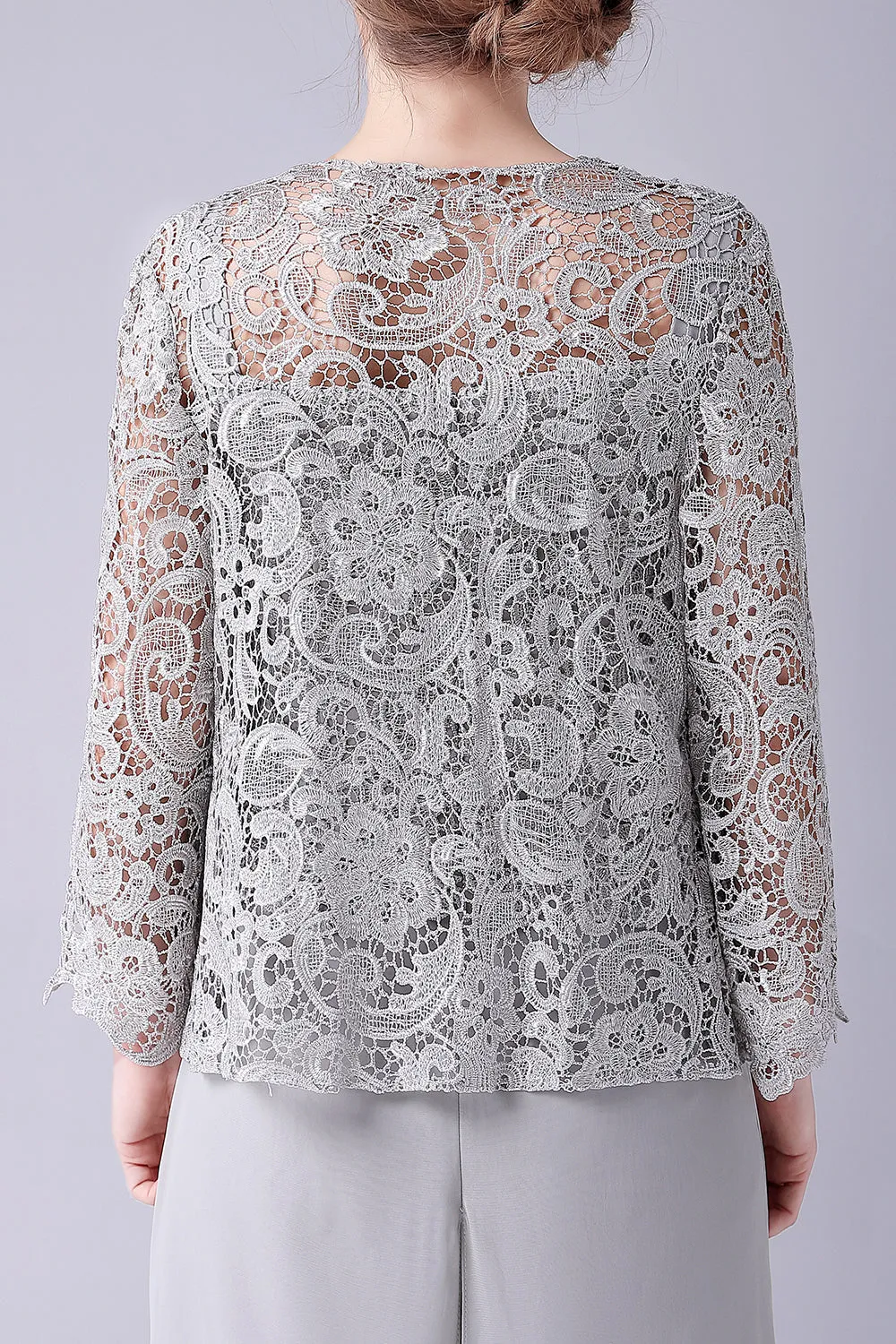 Sliver Jumpsuit/Pantsuit Separates Lace Chiffon Mother of the Bride Dress sold by Zapaka product image thumbnail 5
