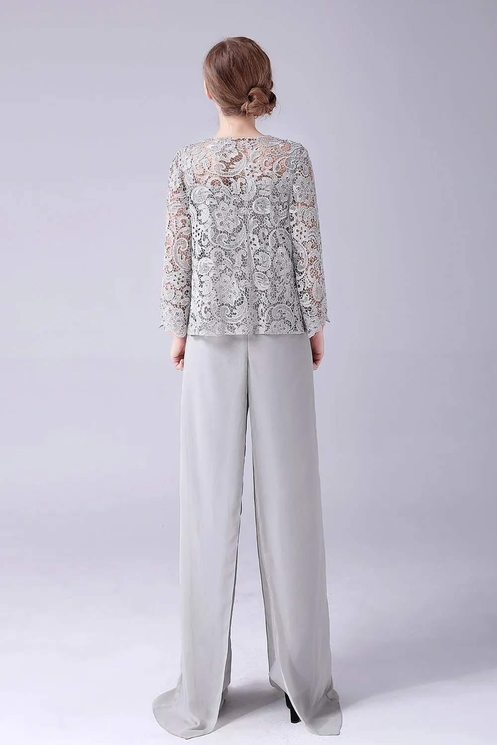 Sliver Jumpsuit/Pantsuit Separates Lace Chiffon Mother of the Bride Dress sold by Zapaka product image thumbnail 2