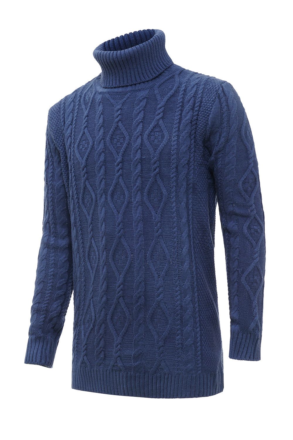 Blue Monk Neck Cable-Knit Men's Sweater sold by Zapaka product image thumbnail 3