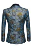 Grey Blue Shawl Lapel Embroidery Men's Blazer and Vest Set sold by Zapaka