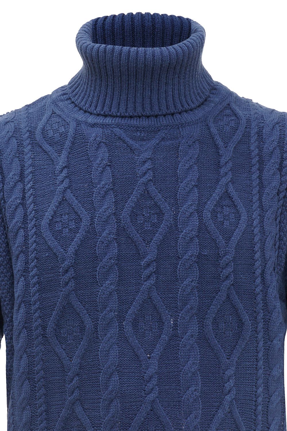 Blue Monk Neck Cable-Knit Men's Sweater sold by Zapaka product image thumbnail 4