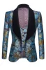 Grey Blue Shawl Lapel Embroidery Men's Blazer and Vest Set sold by Zapaka