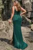 Mermaid Spaghetti Straps Dark Green Sequins Plus Size Prom Dress with Split Front sold by Zapaka