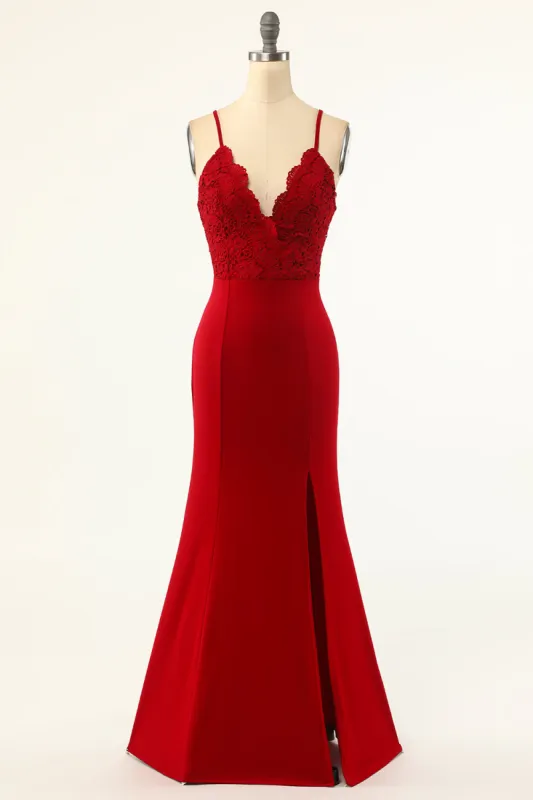 Dark Red Mermaid Prom Dress sold by Zapaka