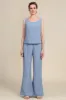 Grey Blue Long Sleeves 3 Piece Mother of the Bride Pant Suits sold by Zapaka