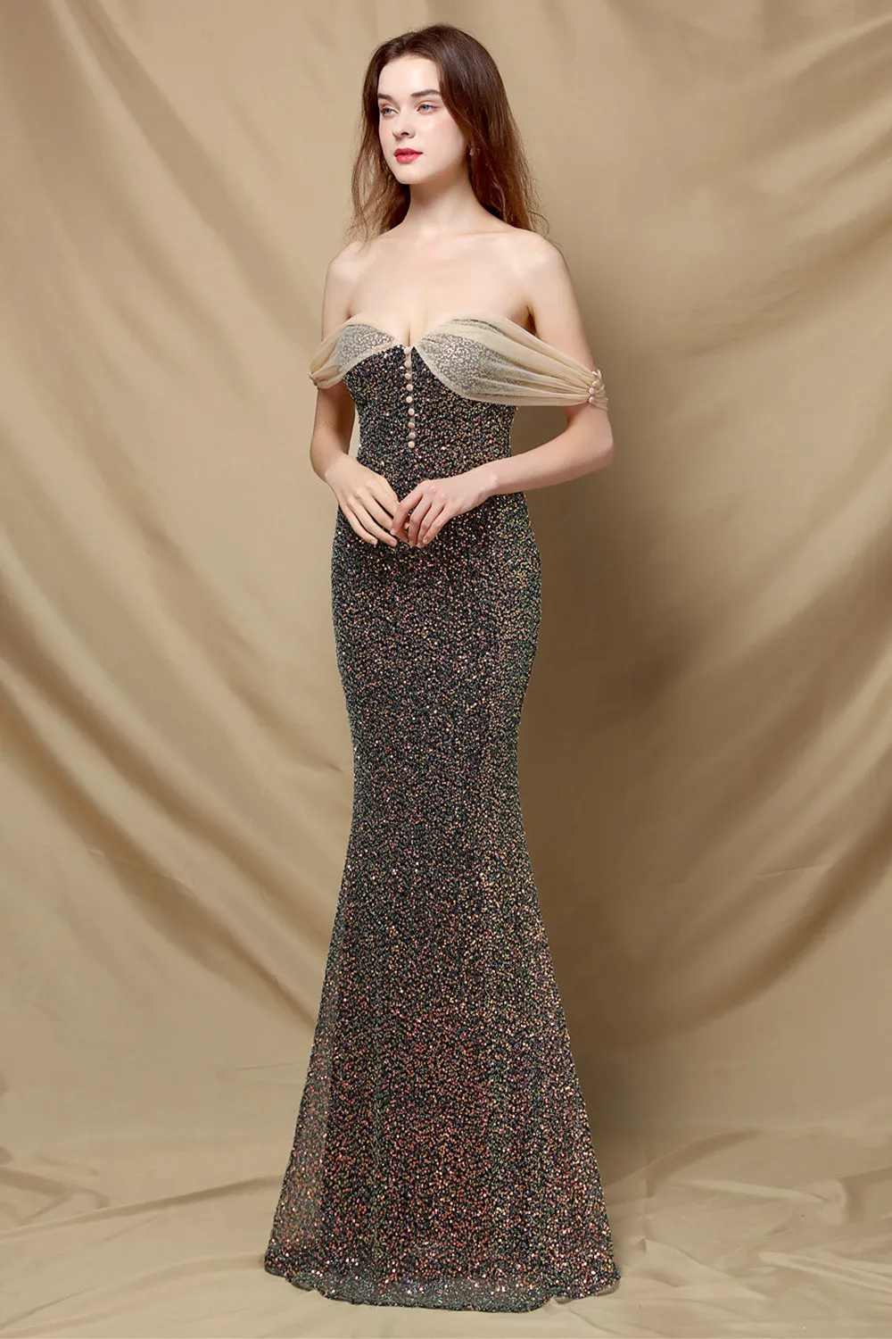 Off Shoulder Sequins Mermaid Prom Dress sold by Zapaka product image thumbnail 3