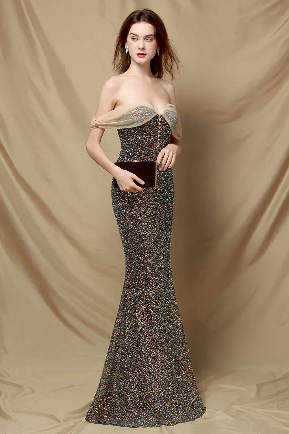 Off Shoulder Sequins Mermaid Prom Dress sold by Zapaka product image thumbnail 4