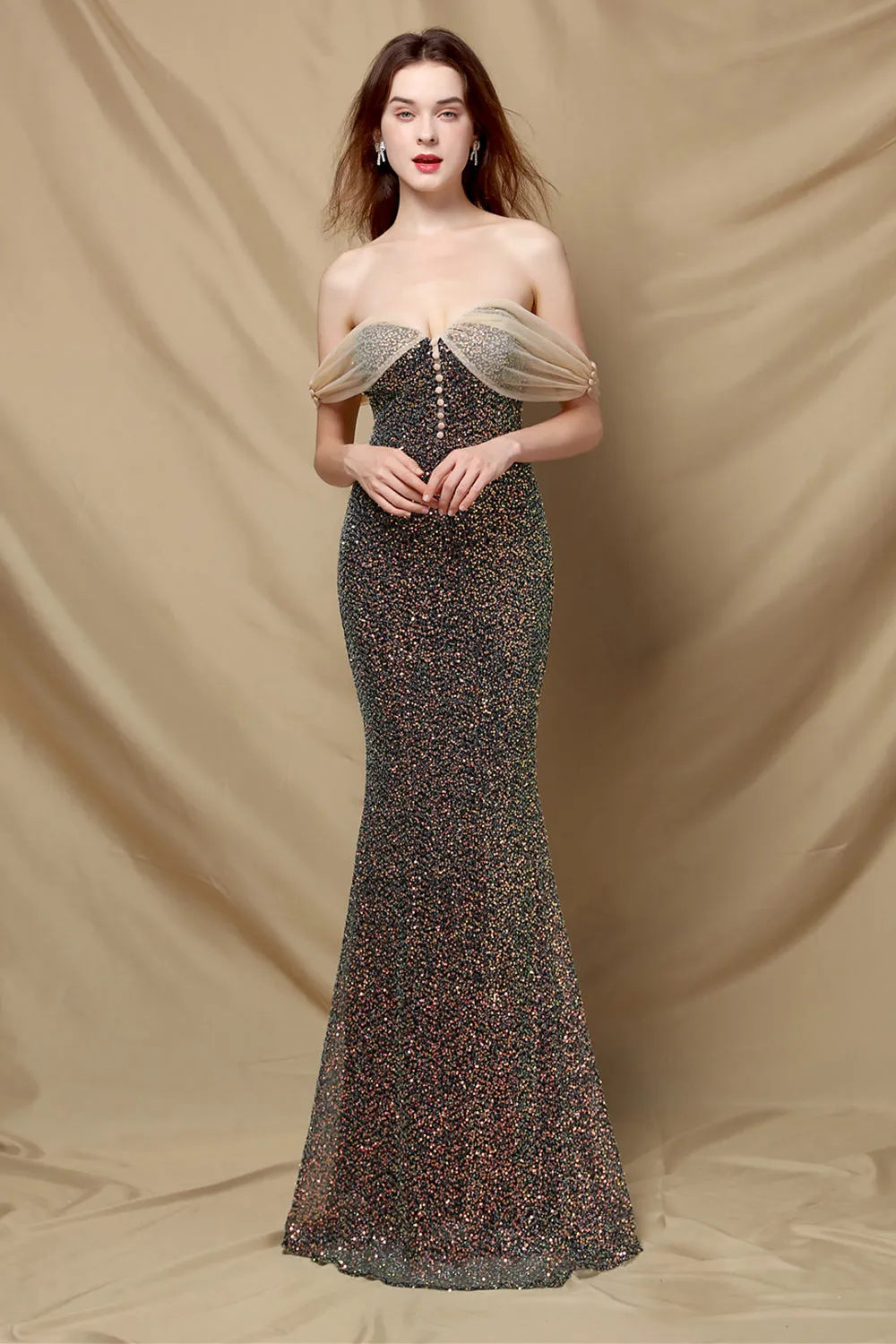 Off Shoulder Sequins Mermaid Prom Dress sold by Zapaka