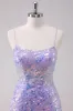 Sparkly Purple Bodycon Spaghetti Straps Sequins Short Homecoming Dress sold by Zapaka