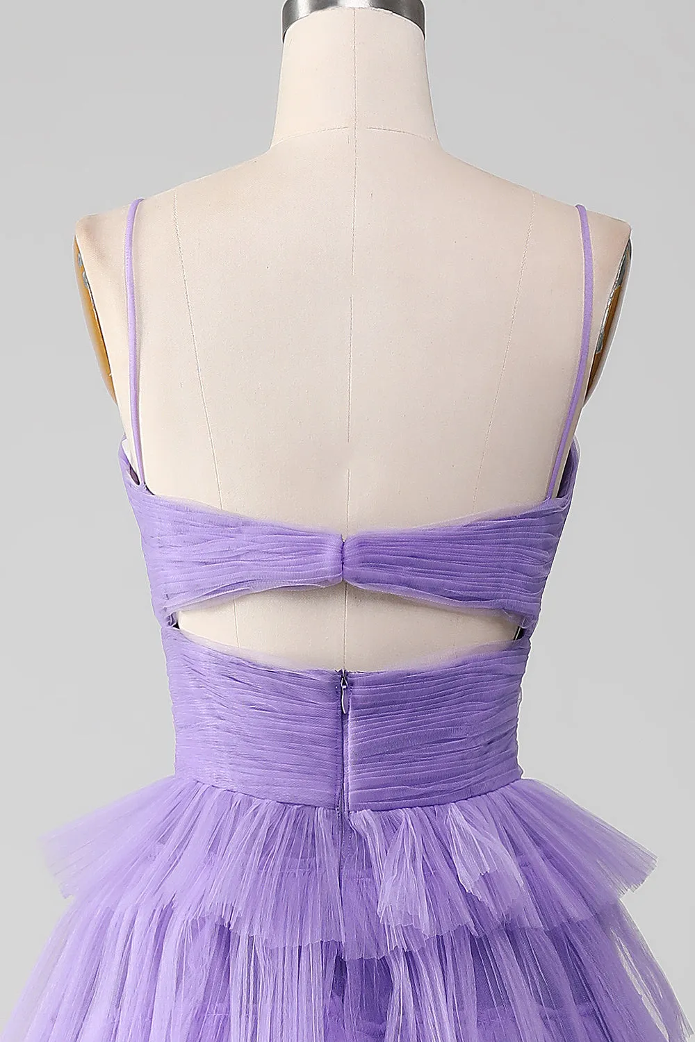 Purple Tulle A-Line Tiered Long Prom Dress with Slit sold by Zapaka product image thumbnail 5
