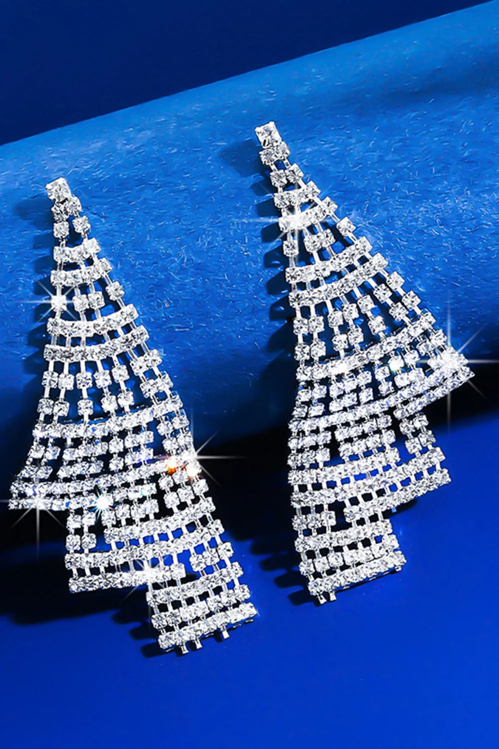 Silver Rhinestone Drop Earrings sold by Zapaka product image thumbnail 3