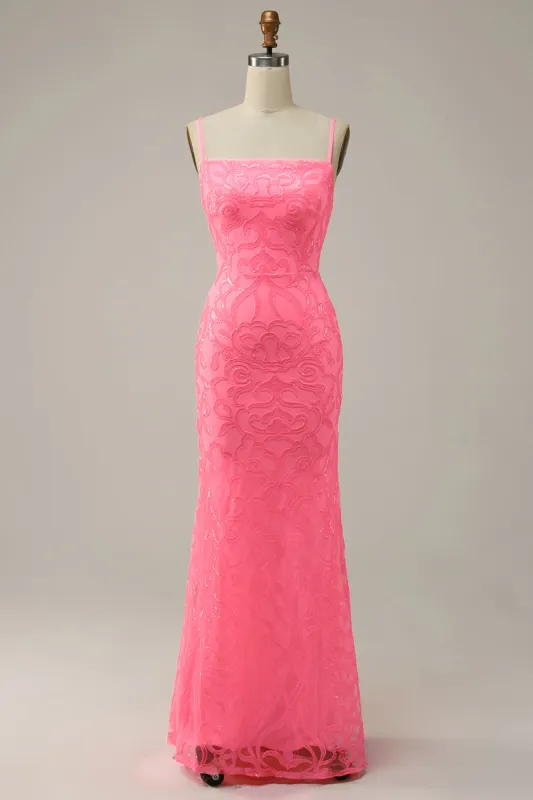 Blush Sheath Glitter Prom Dress with Sequins sold by Zapaka