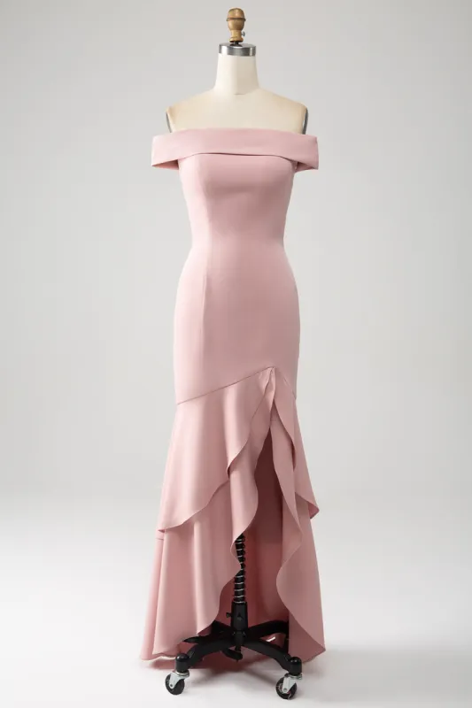 Pink Mermaid Ruffled Mother of the Bride Dress sold by Zapaka