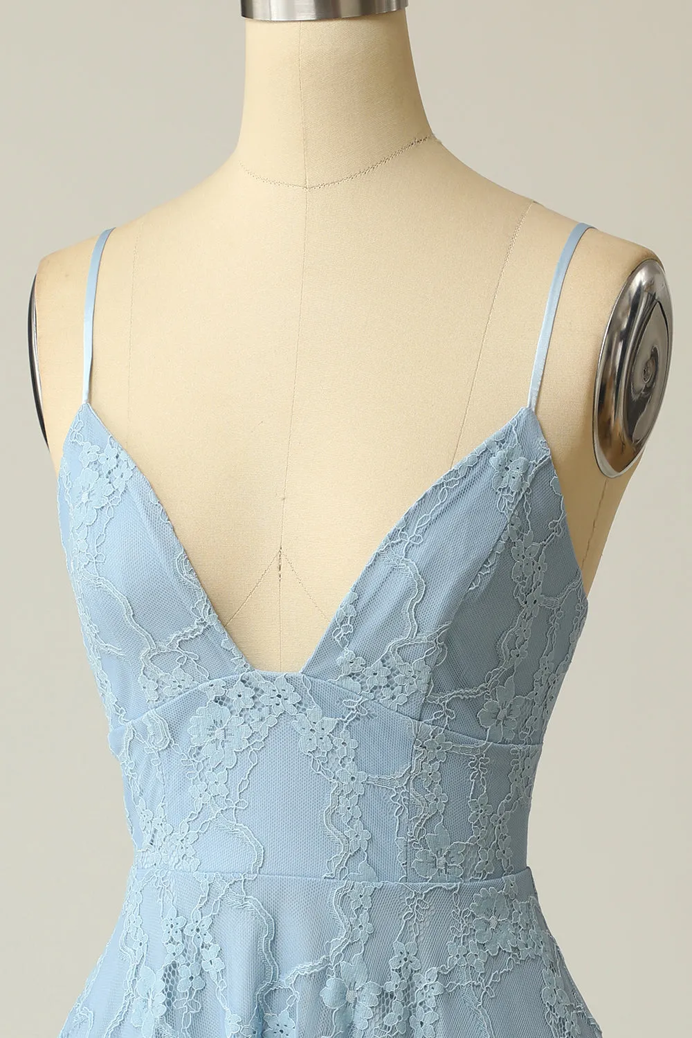 Spaghetti Straps Lace Blue Homecoming Dress sold by Zapaka product image thumbnail 5