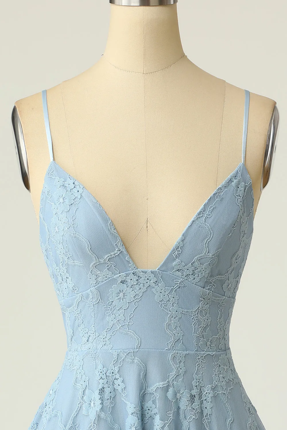 Spaghetti Straps Lace Blue Homecoming Dress sold by Zapaka product image thumbnail 4