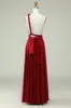 A-Line Halter Burgundy Long Bridesmaid Dress sold by Zapaka