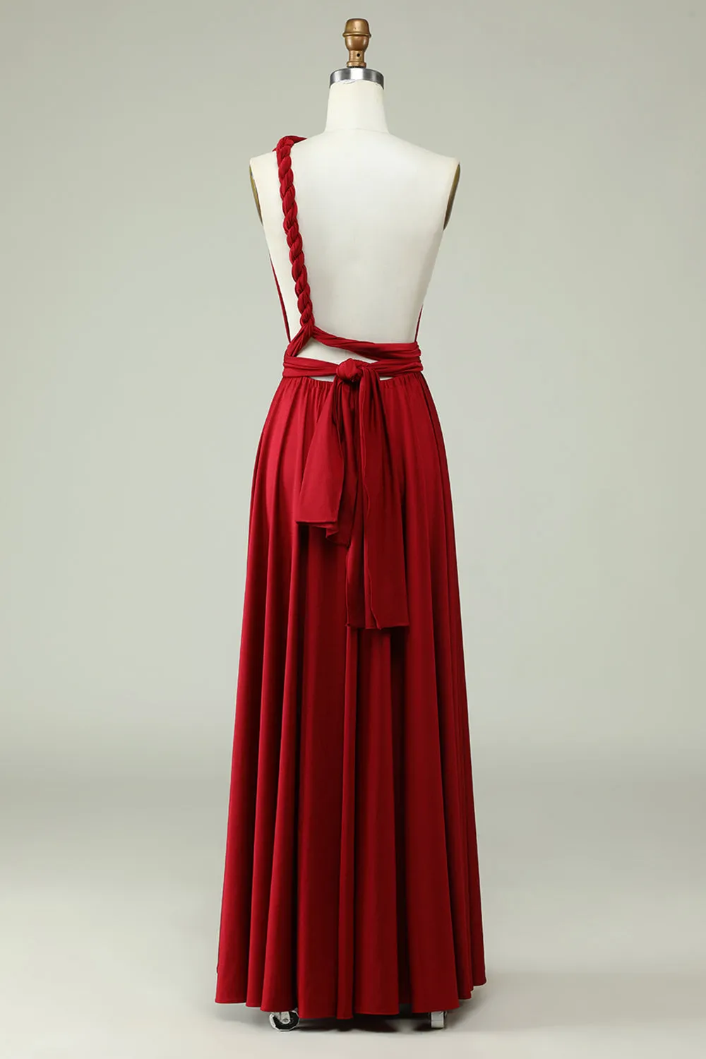 A-Line Halter Burgundy Long Bridesmaid Dress sold by Zapaka product image thumbnail 5