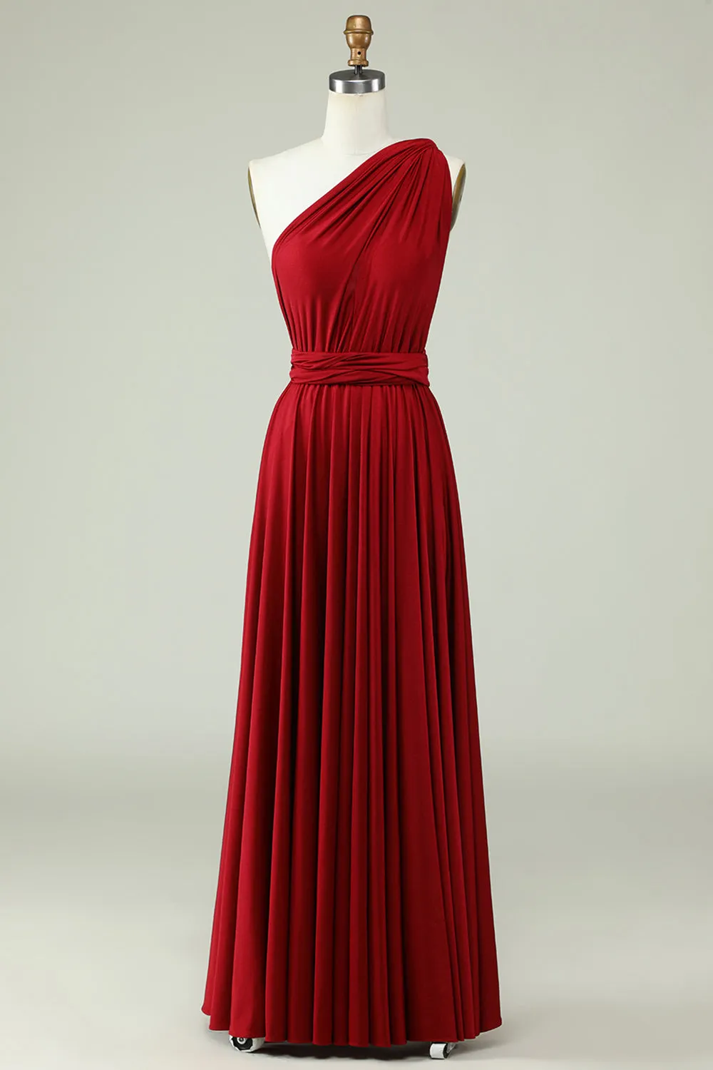 A-Line Halter Burgundy Long Bridesmaid Dress sold by Zapaka product image thumbnail 3