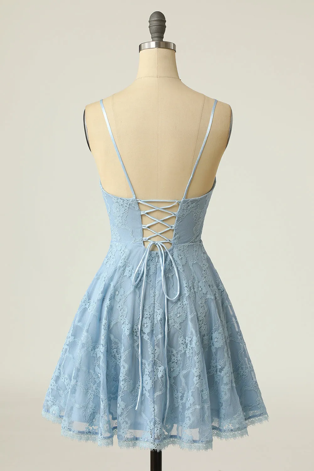 Spaghetti Straps Lace Blue Homecoming Dress sold by Zapaka product image thumbnail 2