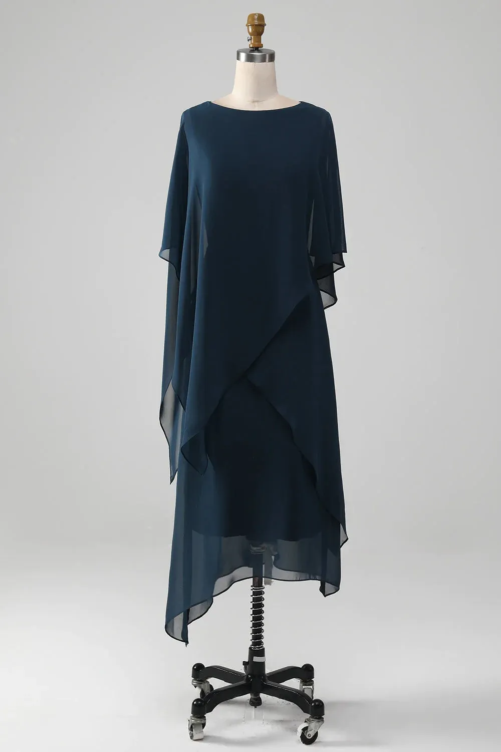 Navy Chiffon A-line Scoop Neckline Mother of the Bride Dress sold by Zapaka