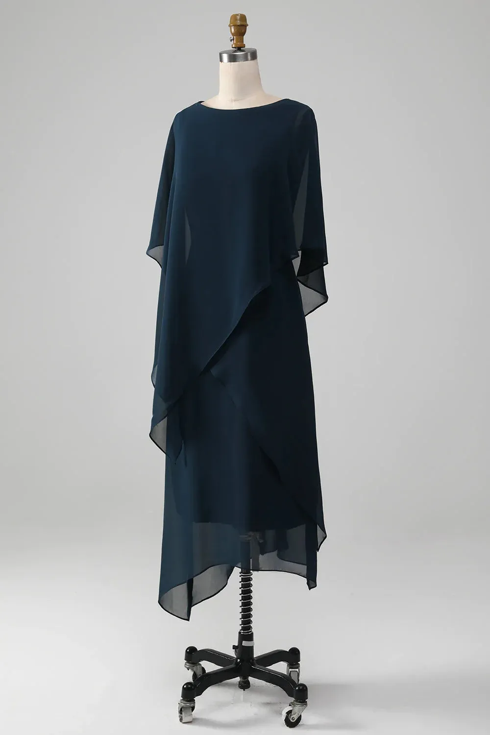 Navy Chiffon A-line Scoop Neckline Mother of the Bride Dress sold by Zapaka product image thumbnail 3