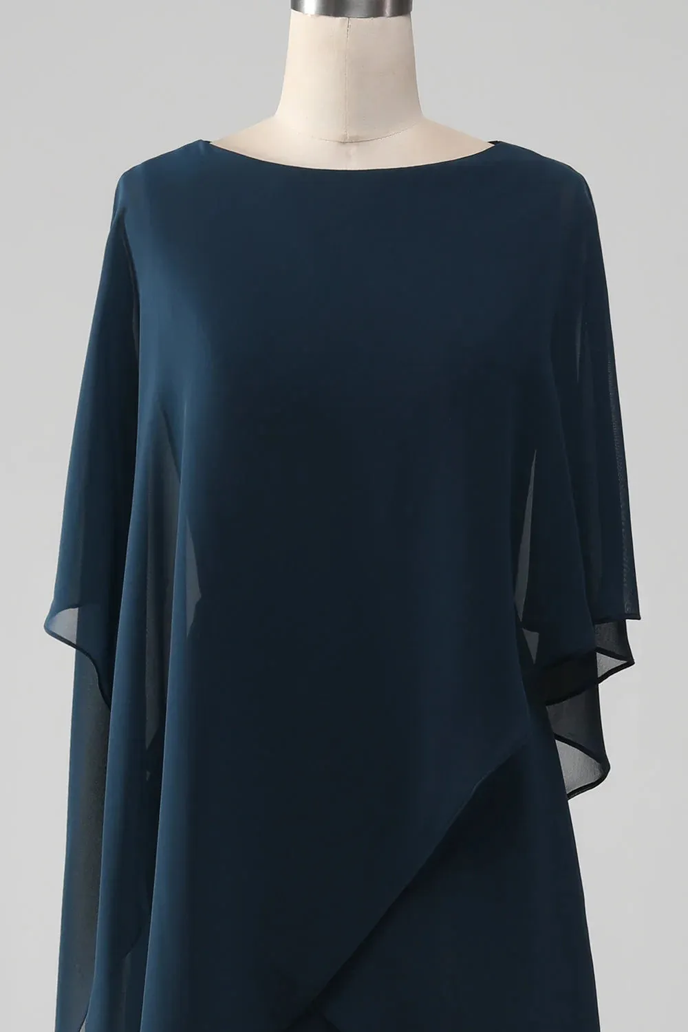 Navy Chiffon A-line Scoop Neckline Mother of the Bride Dress sold by Zapaka product image thumbnail 4